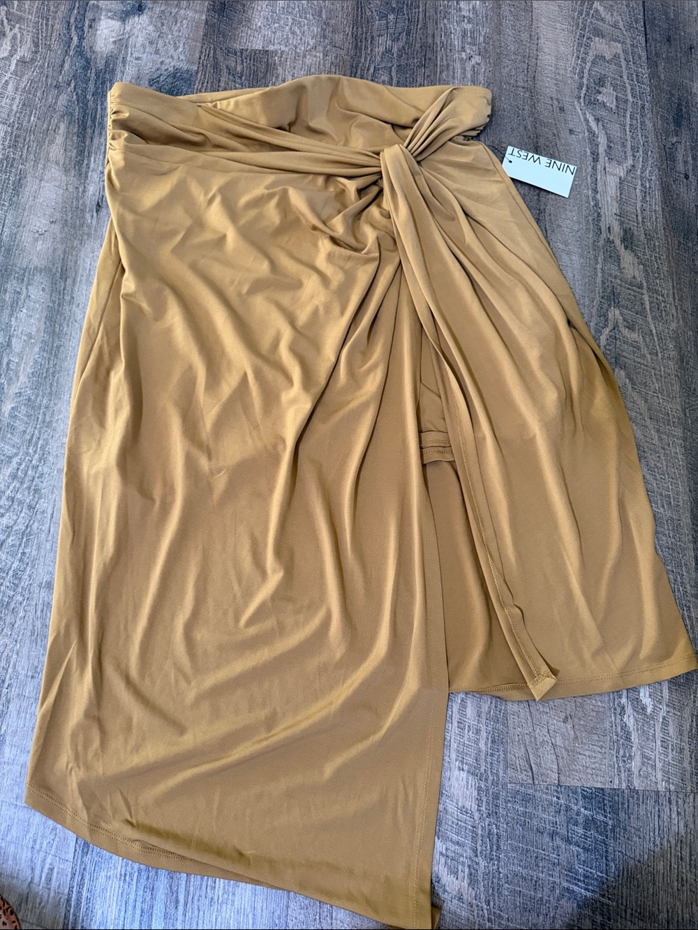 Nine West Camel Twist-Front Midi Skirt